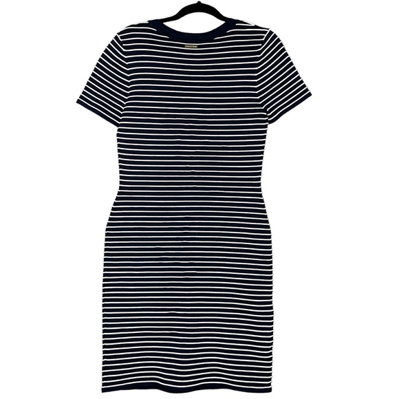 Michael Kors Ottoman Stripe Navy Bodycon Dress Women's Size Large - Picture 3 of 11